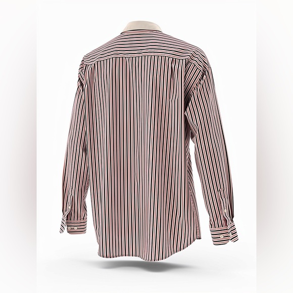 Vtg Tommy Hilfiger grandad Shirt Sz XL Crest Striped Poplin Band Collar preppy - Picture 7 of 16